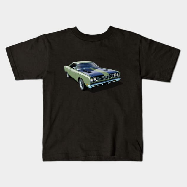 1969 Plymouth Roadrunner in light green Kids T-Shirt by candcretro